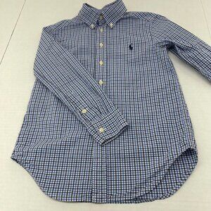 Polo Ralph Lauren Boy's Button-Front Casual Shirt - Blue Check - Size S (8) EUC
